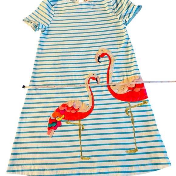 Mini Boden Blue and White Striped Flamingo Dress Size 11-12Y - Picture 3 of 9